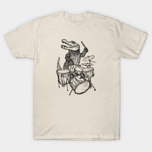 SEEMBO Alligator Playing Drums Drummer Drumming Fun Musician T-Shirt